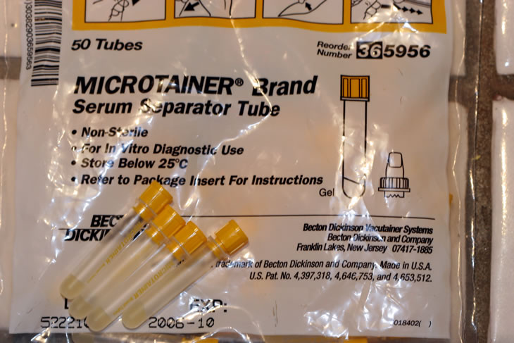 microtainers, non sterile